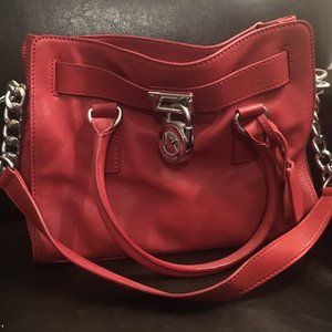 Red Michael Kors Hamilton Satchel - small